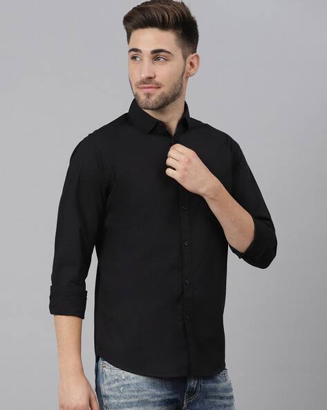 Slim Fit Shirt with Spread Collar