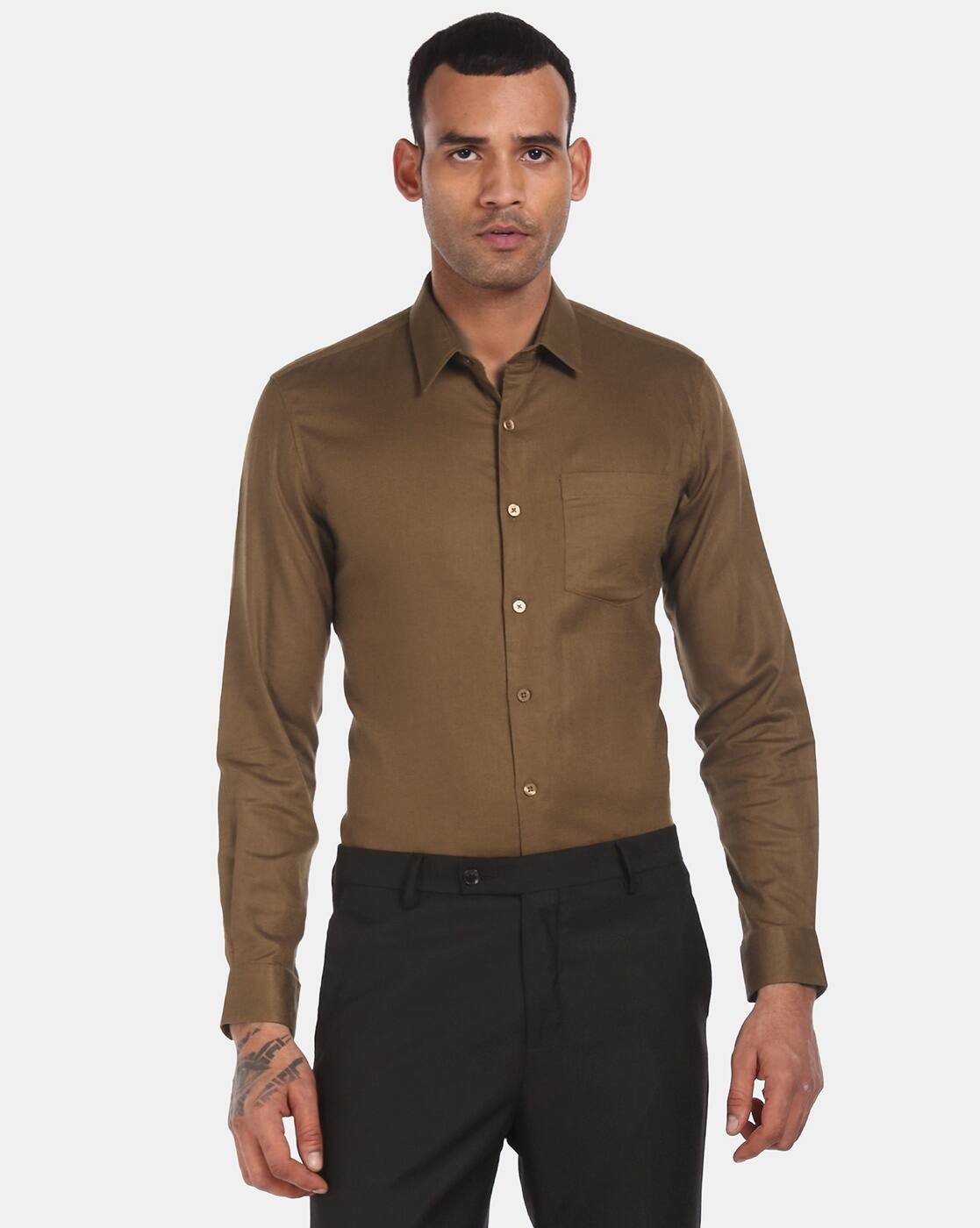 Buy Brown Shirts for Men by EXCALIBUR 