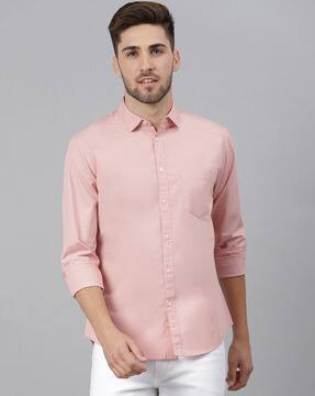 Buy Peach Shirts for Men by DENNISLINGO 