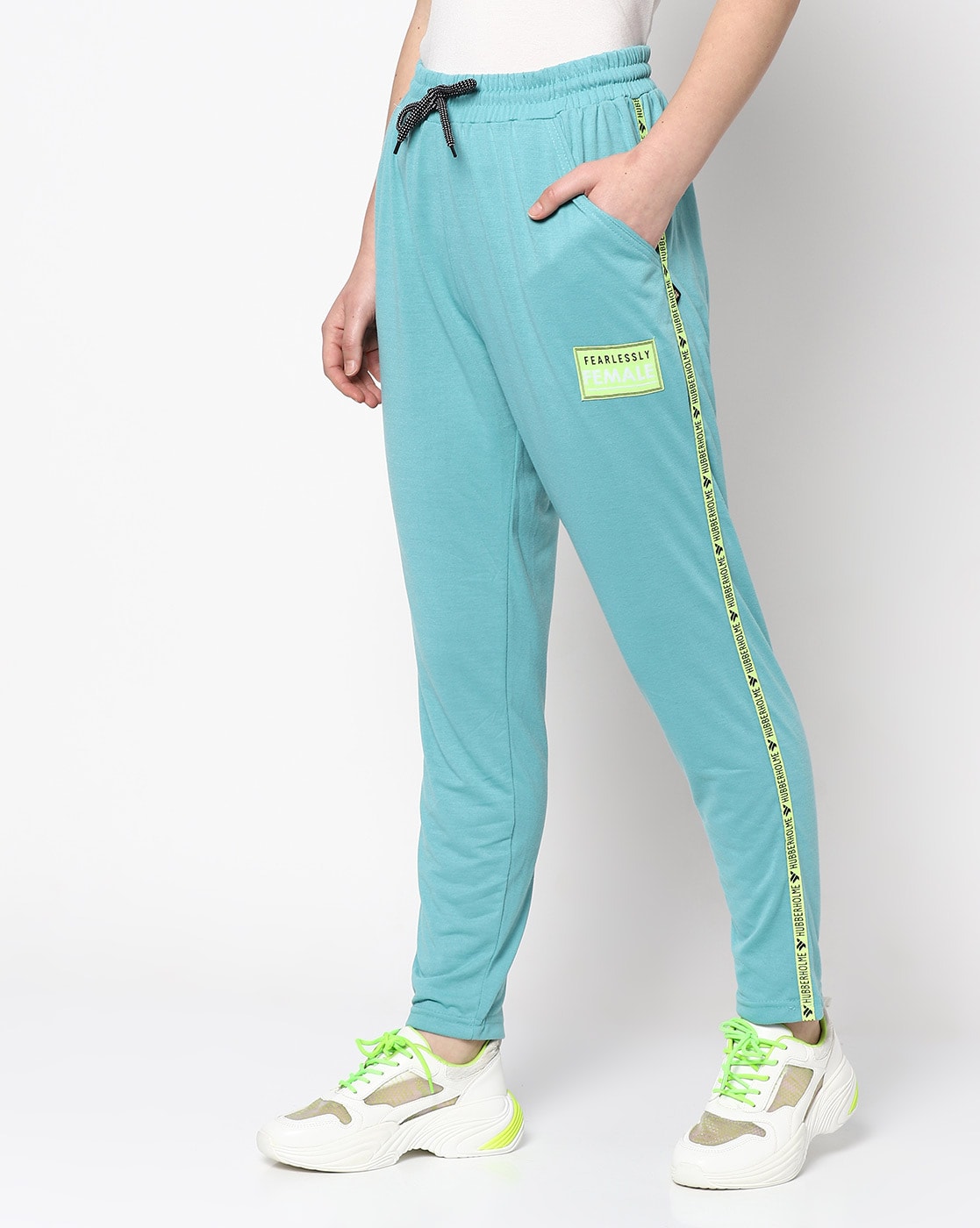 Mandala Natural Dye Track Pants for women in the color Sky Blue