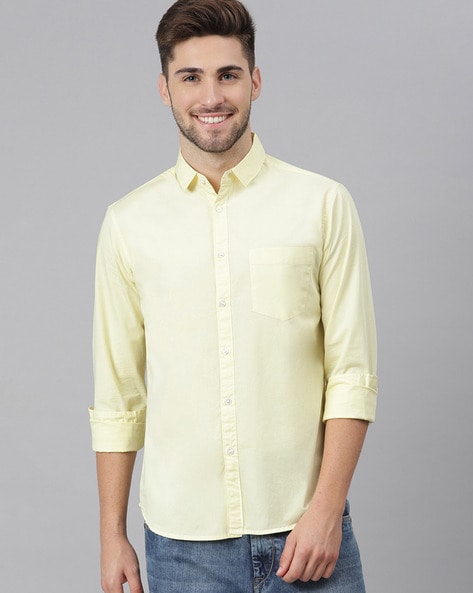 yellow fitted shirt