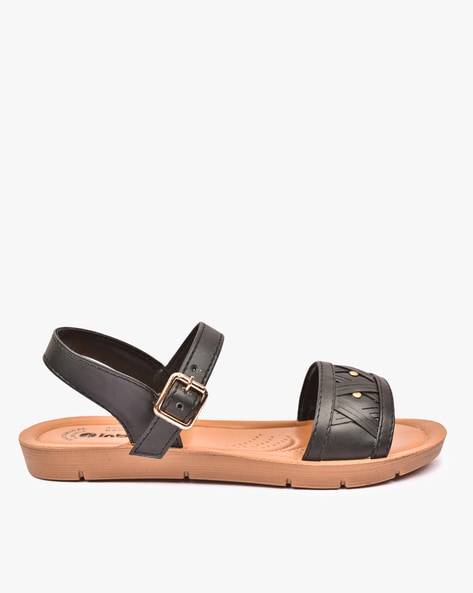 Black flat sandals online with studs