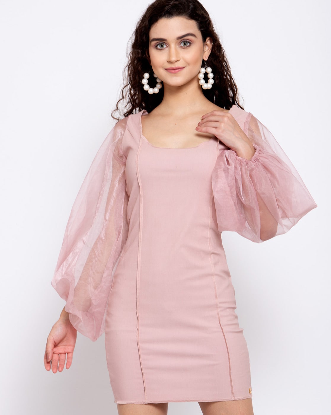puff sleeve sheath dress