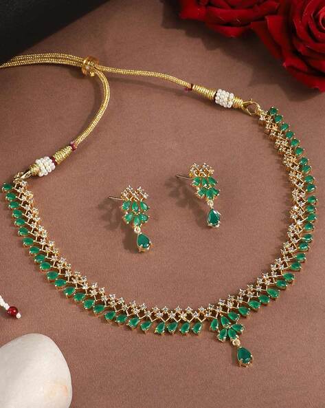 green diamond jewellery set