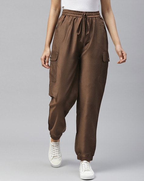 Cotton Plain Woman Brown Pant Waist Size 280