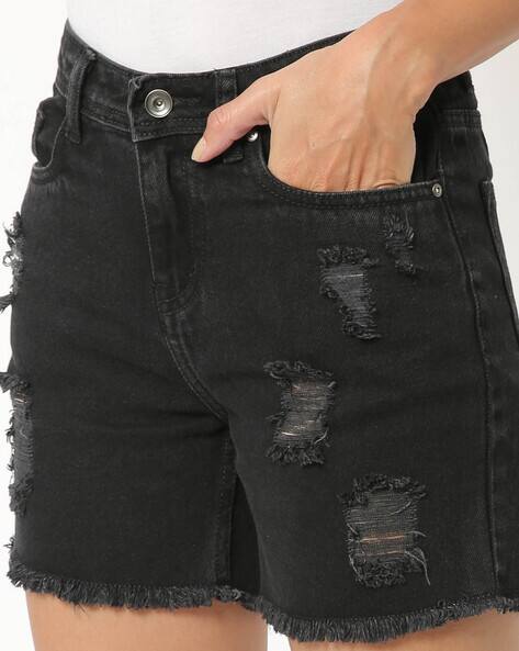 black shorts distressed