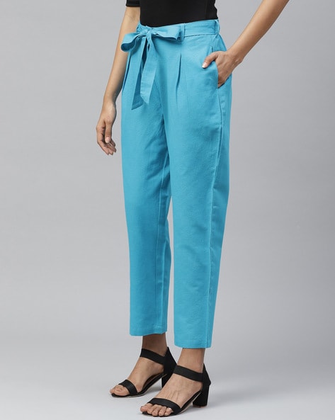 Buy Women's Bright Turquoise Blue Raw Silk Cigarette Trousers, Mother of  the Bride Outfit, Wedding Guest, Special Occasion, Made to Measure Online  in India - Etsy