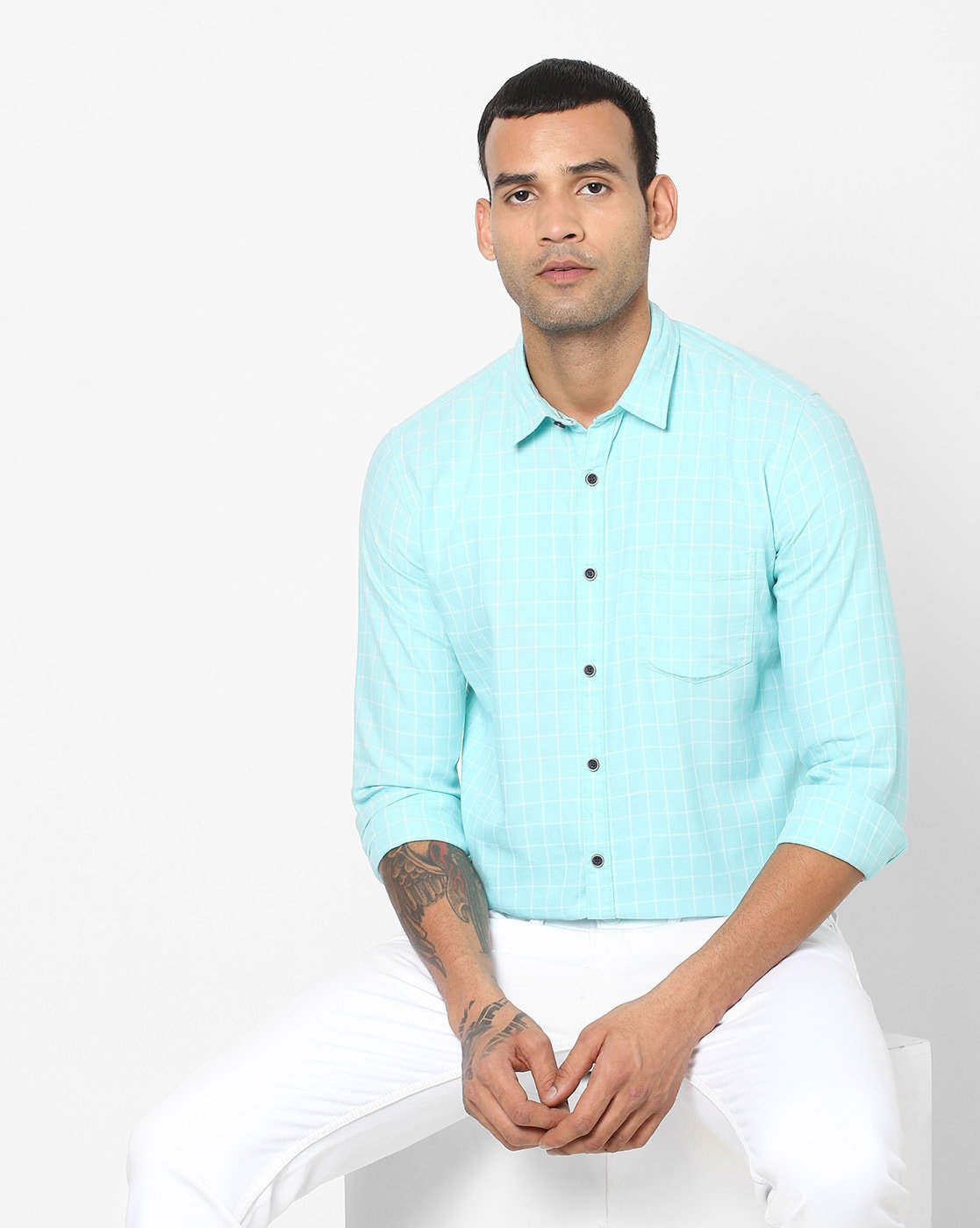 Buy Light Green Slim Fit Casual Shirt Online at Muftijeans