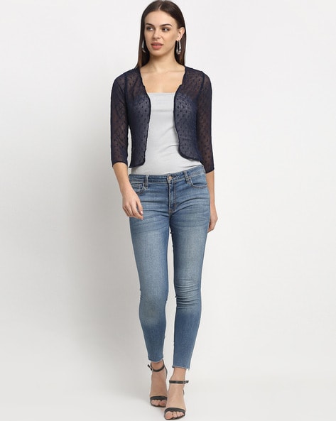 Michael Kors Collection - Navy Blue Cashmere Shaker Shrug