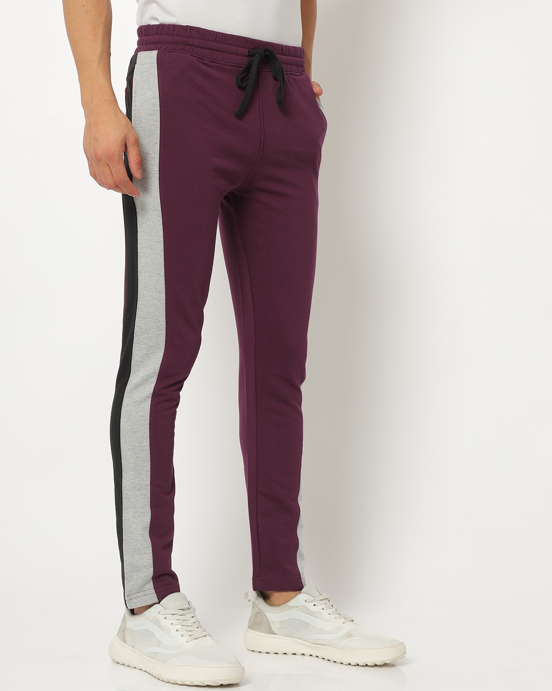 Burgundy track sales pants mens