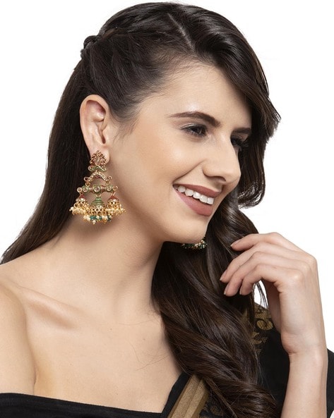 Earrings for Lehenga - Blue | FashionCrab.com