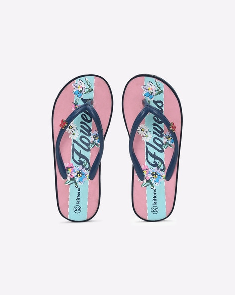 Kittens Printed Thong-Strap Flip-Flops