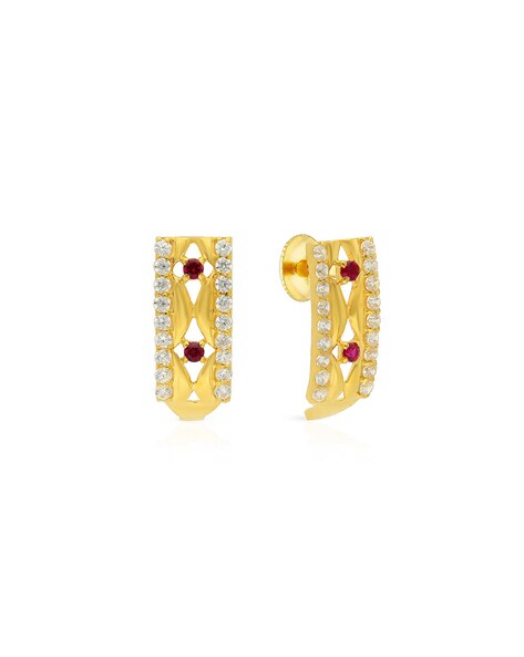 Buy White Yellow Gold Earrings For Women By Malabar Gold Diamonds Online Ajio Com