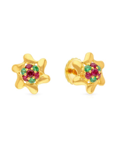 Malabar Gold Gold Stud Earrings For Babies Malabar 22 KT Gold