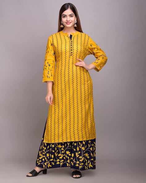 Indian Embroidered Straight Kurta Set