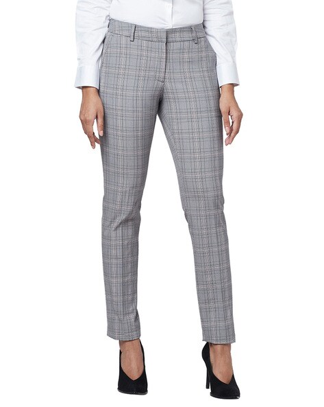 Buy Park Avenue Women Grey Tapered Fit Solid Formal Trousers - Trousers for  Women 2145177 | Myntra