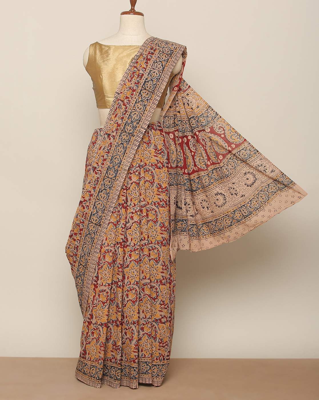 Buy Maroon Sarees for Women by Sun Kalamkari Online | Ajio.com