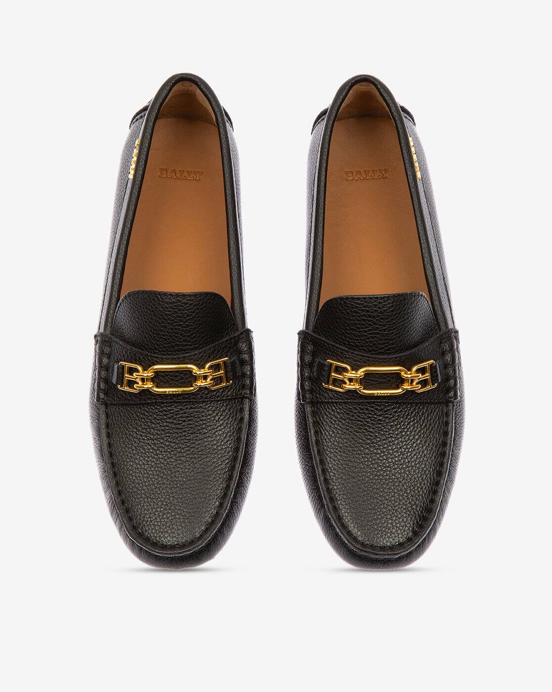 Buy Bally Lezy Leather Driver Shoes | Black Color Women