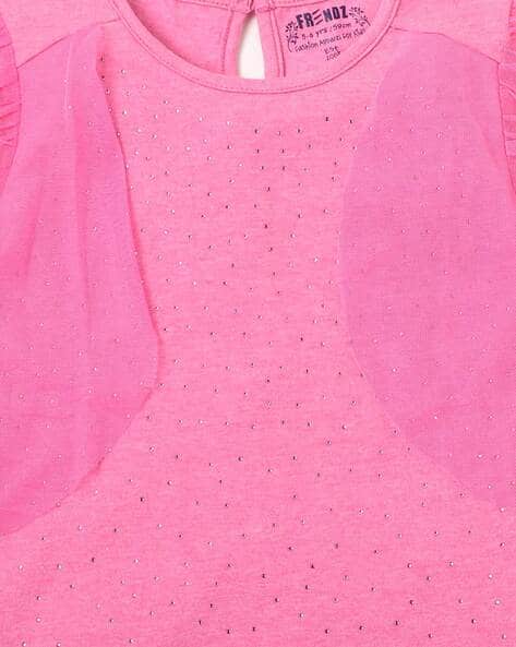 Embellished Round-Neck Top with Overlay view 3