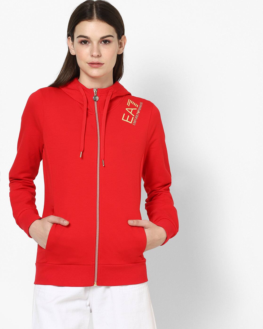 ea7 red hoodie