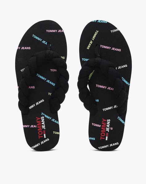 tommy jeans braided strap flip flops