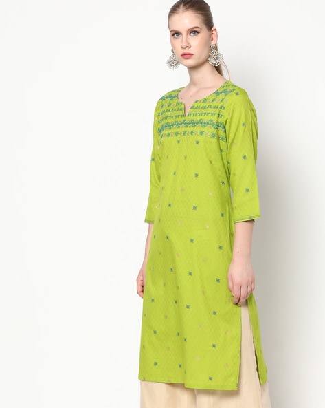 Buy POXIMO Heavy Cotton Blend Fabric Hot Fix Work Stitched Kurtis Green(XXL)  Online at Best Prices in India - JioMart.