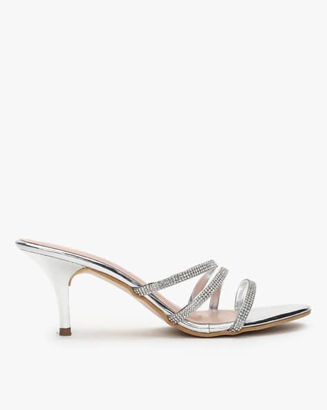 silver slip on heels
