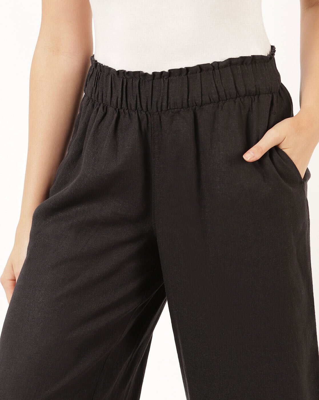 Wide leg super-soft trousers black - Black - Monki