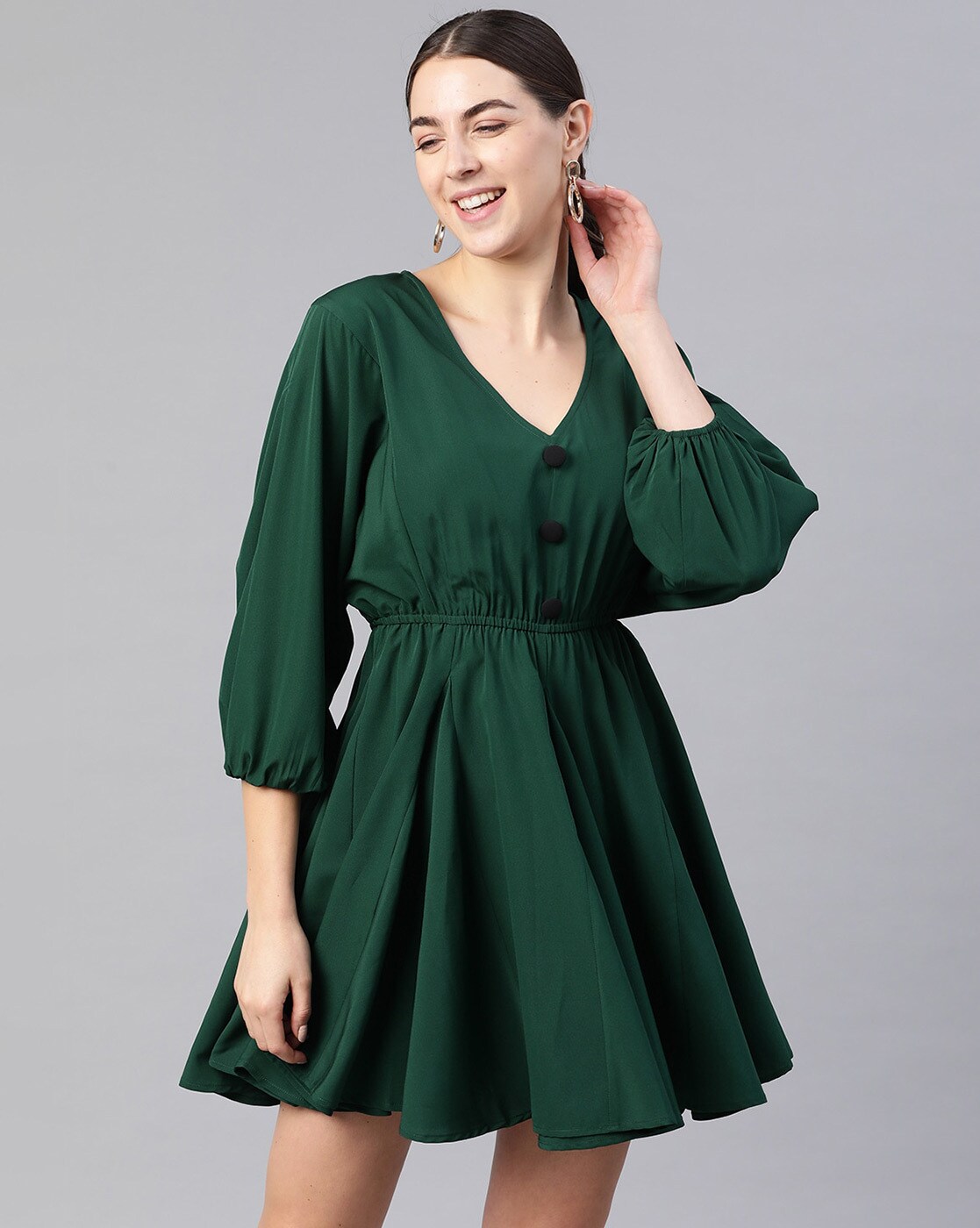 dark green casual dress
