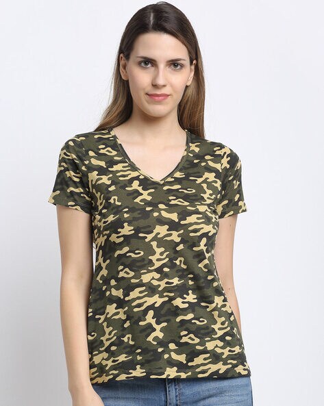 Camouflage V-Neck T-shirt