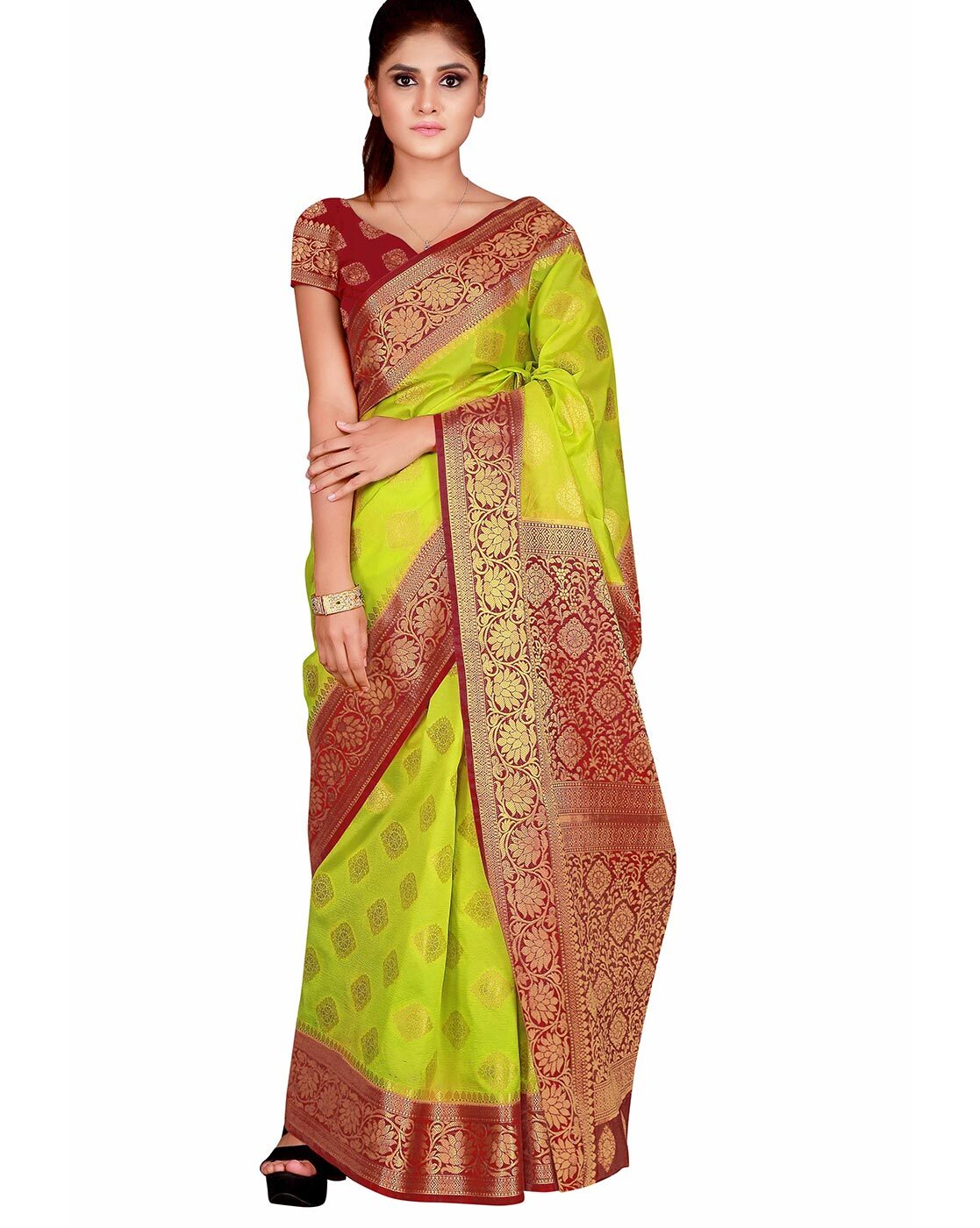 Green & Maroon Pure Kanchivaram Silk Saree | Sakhi Fashions – sakhifashions