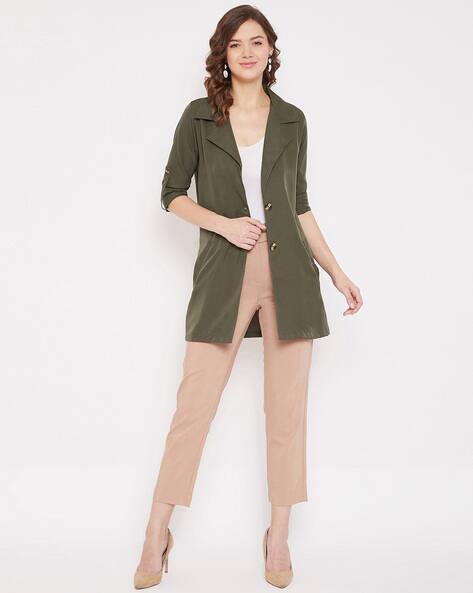 olive green long shrug