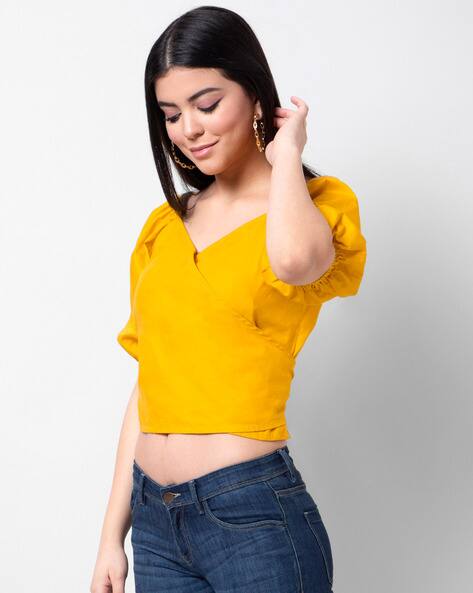 yellow fitted crop top