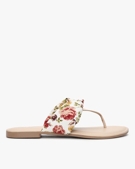 Beige Fabric Thong Sandals - PEDRO US