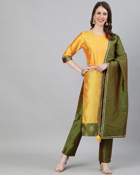 ajio yellow kurta set