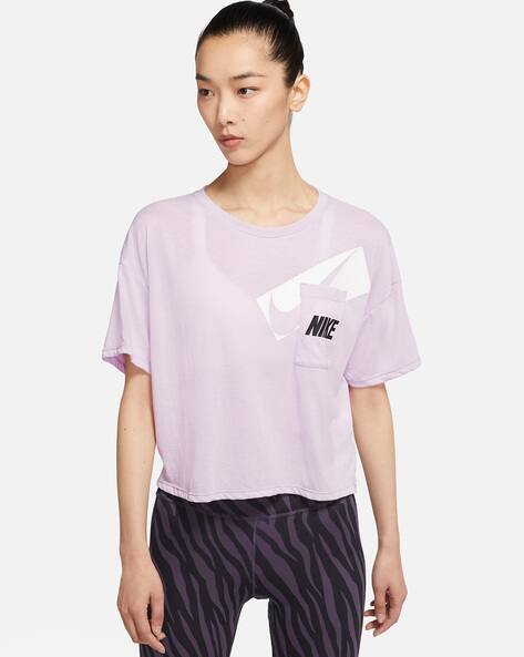 Logo Print Boxy Top with Drop-Shoulder Sleeves
