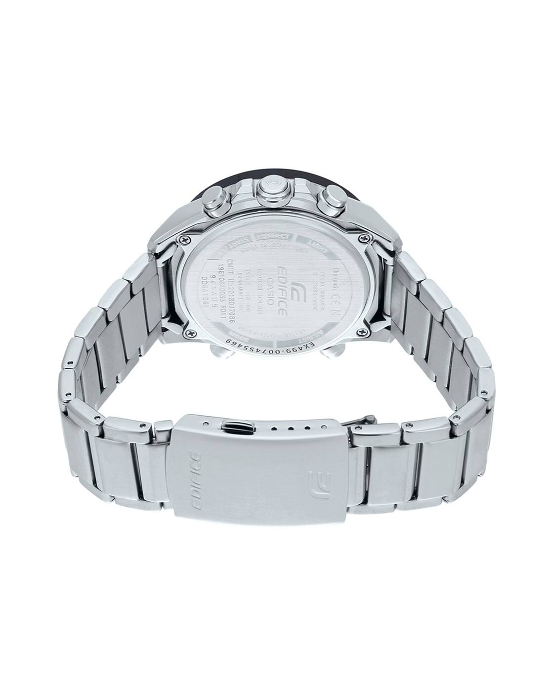 Men EX499 EDifice ECB-900DB-1ADR Black Ana-Digi Dial Silver Stainless Steel  Band Watch