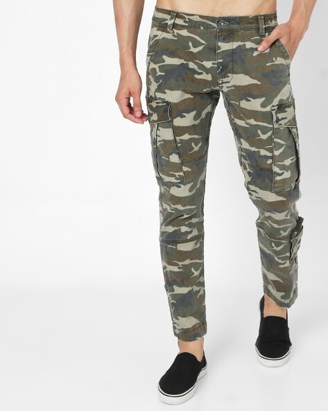Buy FLYING MACHINE Olive Mens 6 Pocket Camouflage Cargos | Shoppers Stop