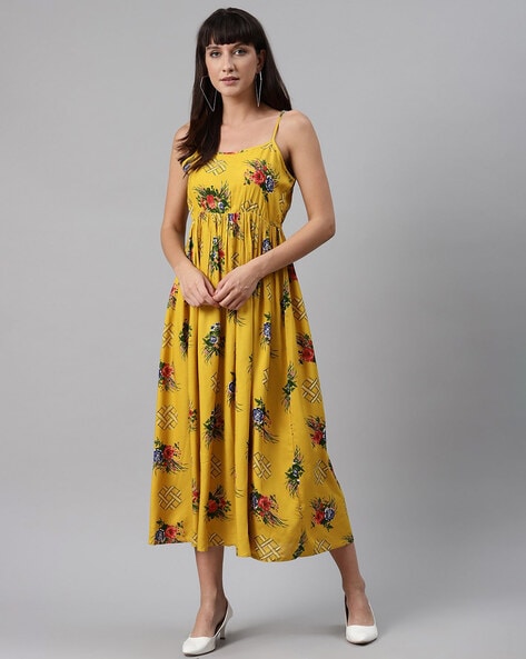 yellow dress ajio