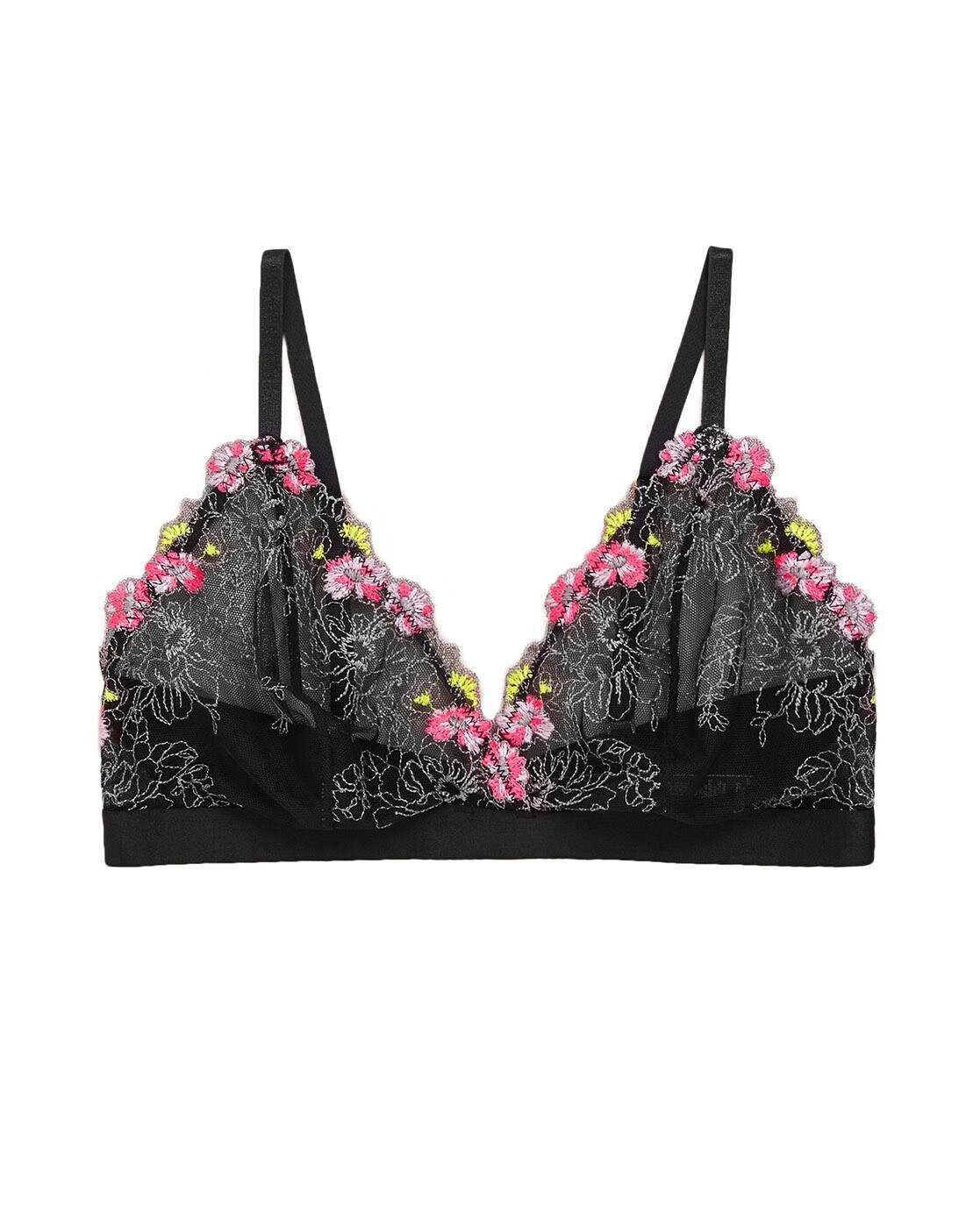 Black Floral Embroidered Bralette, Black Bralette, Bridal Lingerie