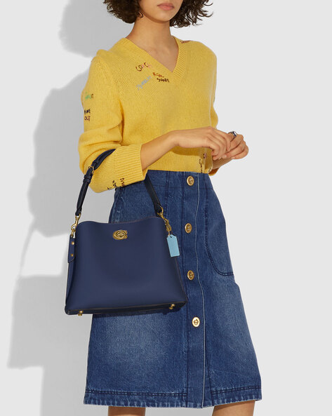 Buy Coach Willow Shoulder Bag | Navy Blue Color Women | AJIO LUXE
