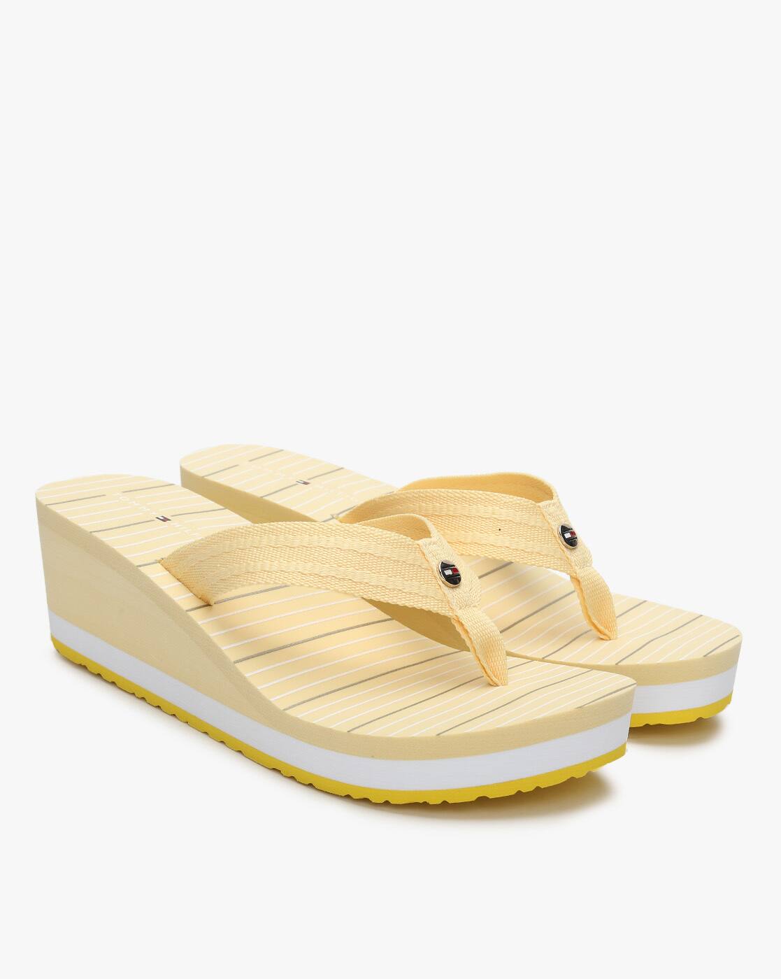 tommy hilfiger yellow wedges