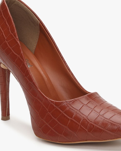 Tan croc heels new arrivals