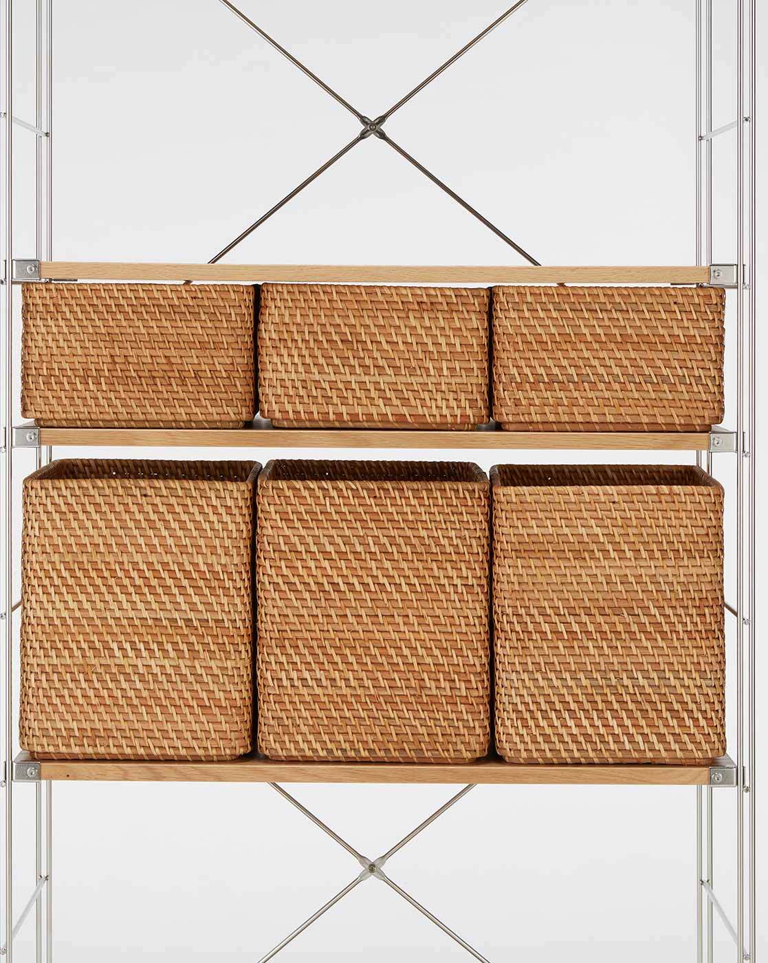 Stackable Rattan basket Rectangular / S W36*D26*H12cm