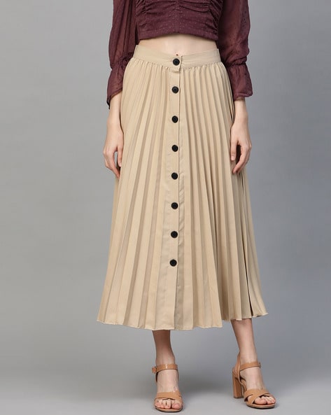 Pleated hotsell skirt beige