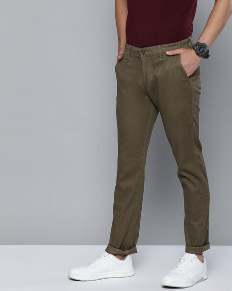 Buy American Bull Men Khaki Modern Slim Fit Solid Chinos - Trousers for Men  13913872 | Myntra
