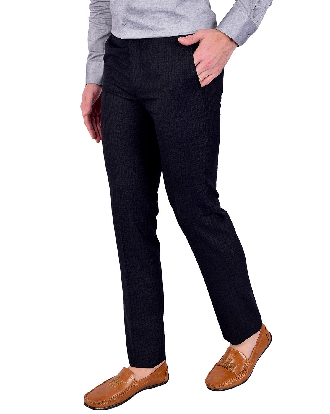 Buy Kurus Men's Black And Dark Grey Solid Cotton Blend Pack of 2 Formal  Trousers For Men Online at Best Prices in India - JioMart.