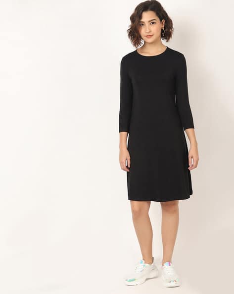 plain black shift dress
