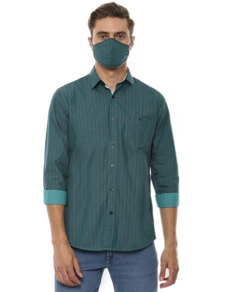 Striped Slim Fit Shirt with Mask