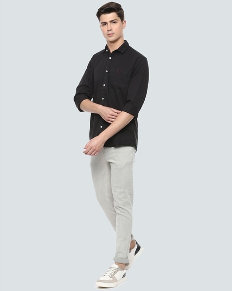 Louis Philippe Cotton Nylon Spandex Elastane Black Mens Shirts - Get Best  Price from Manufacturers & Suppliers in India